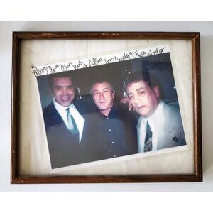 VINTAGE FRAMED SIGNED PHOTO OF ROBERT DE NIRO, CHAZZ PALMINTERI AND ALBERT GALLO